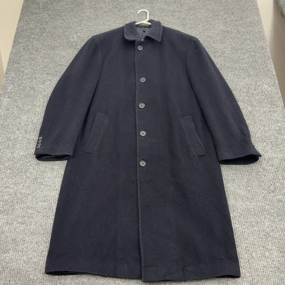 Lauren Ralph Lauren Overcoat Men 40 Navy Blue Cashmere Wool Blend Classic Luxury